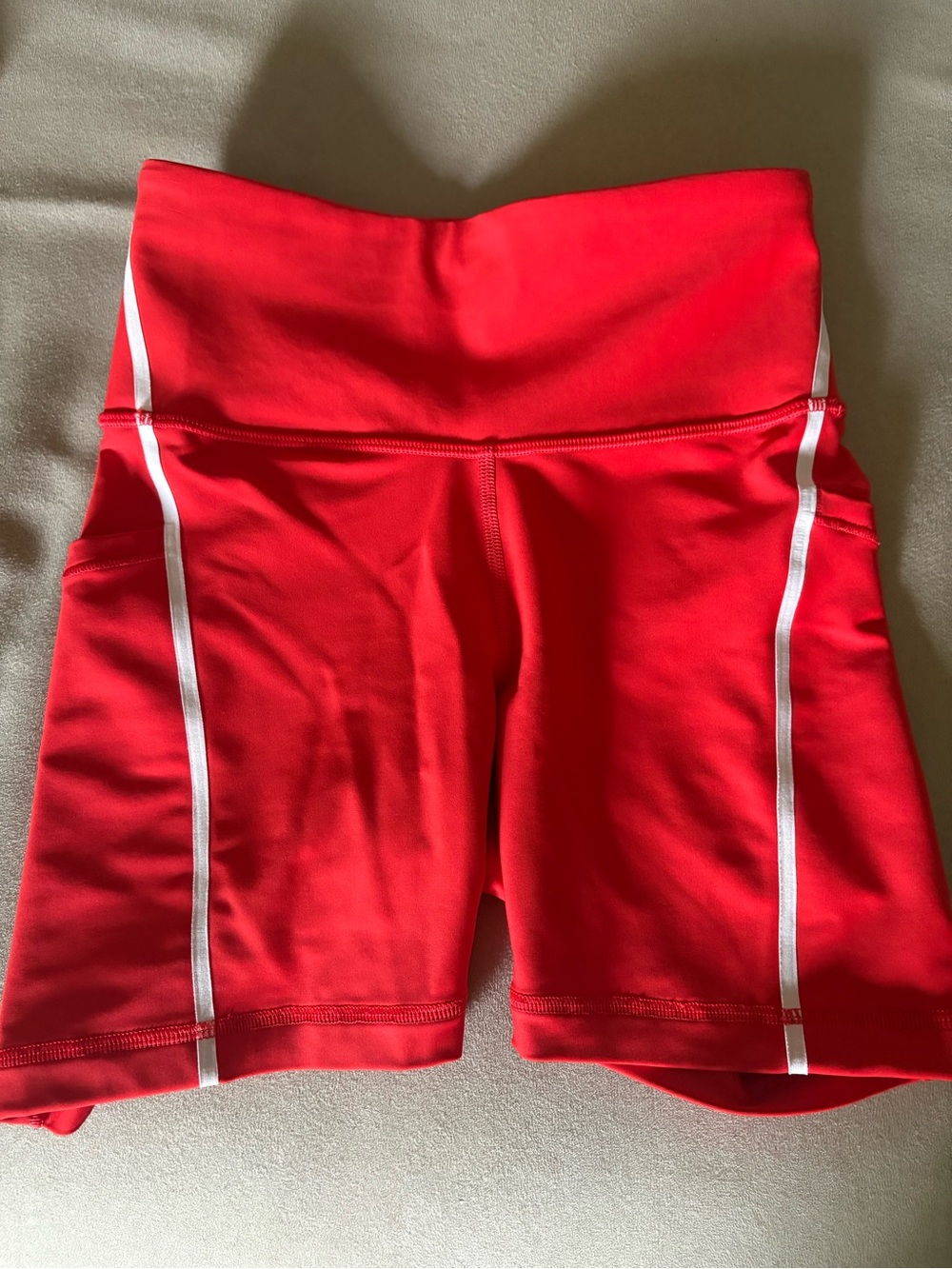 Athleta Red athletic Shorts with White Side Piping